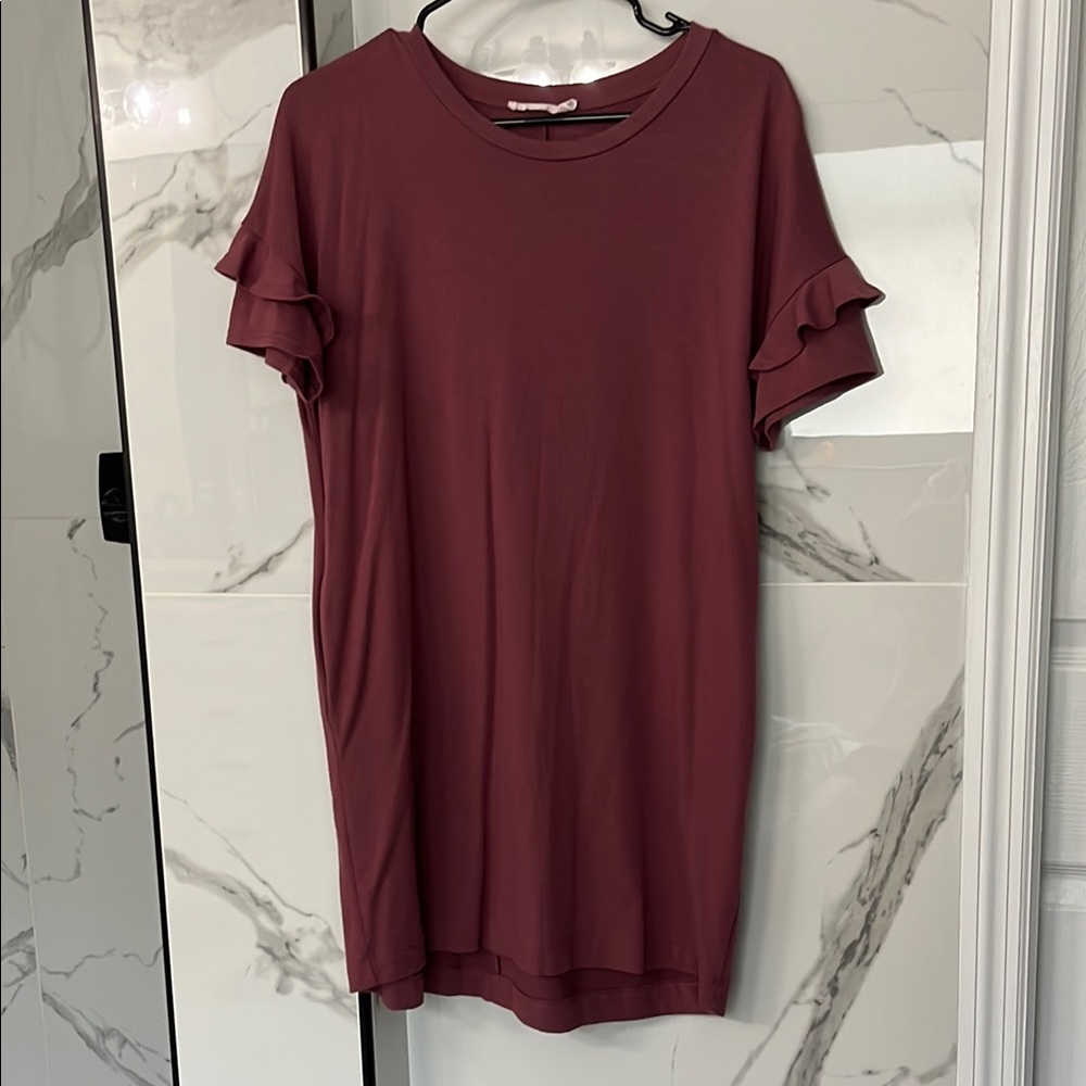 Lush Mauve Flowy Casual Dress